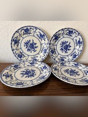 Johnson Brothers Indies Blue Floral Porcelain Salad Plates Set of 4